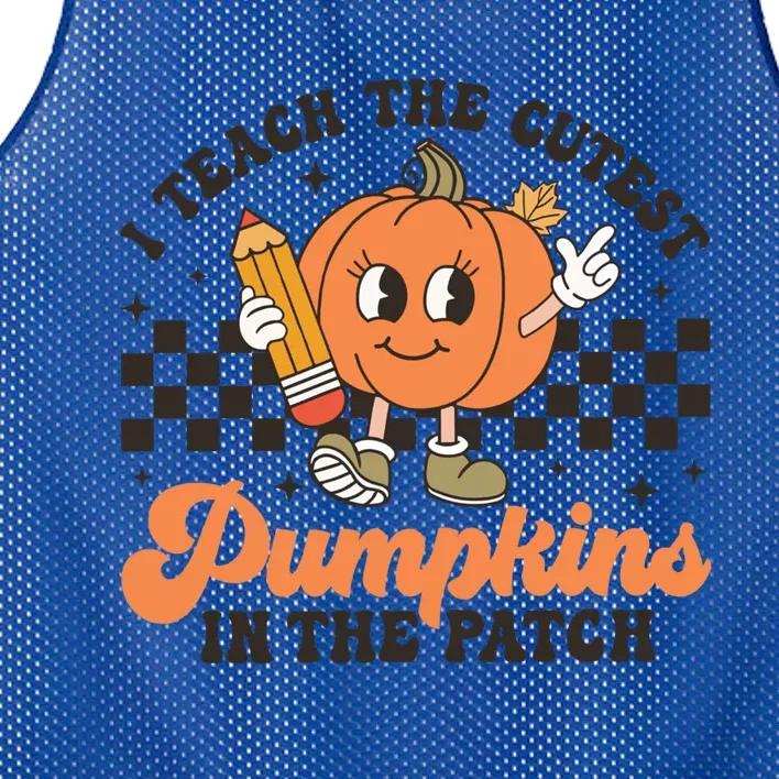 I Teach The Cutest Pumpkins In The Patch Teacher Halloween Gift Mesh Reversible Basketball Jersey Tank