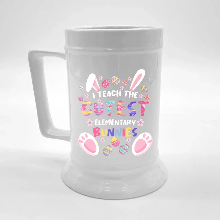 I Teach The Cutest Eletary Bunnies Teacher Easter Day Gift Front & Back Beer Stein