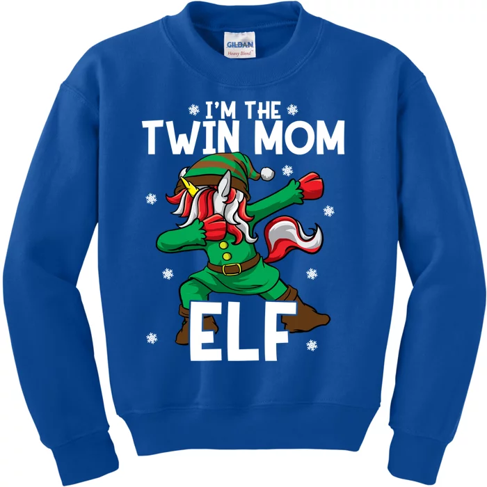 IM The Twin Mom Elf Unicorn Mother Of Twins Christmas Gift Kids Sweatshirt