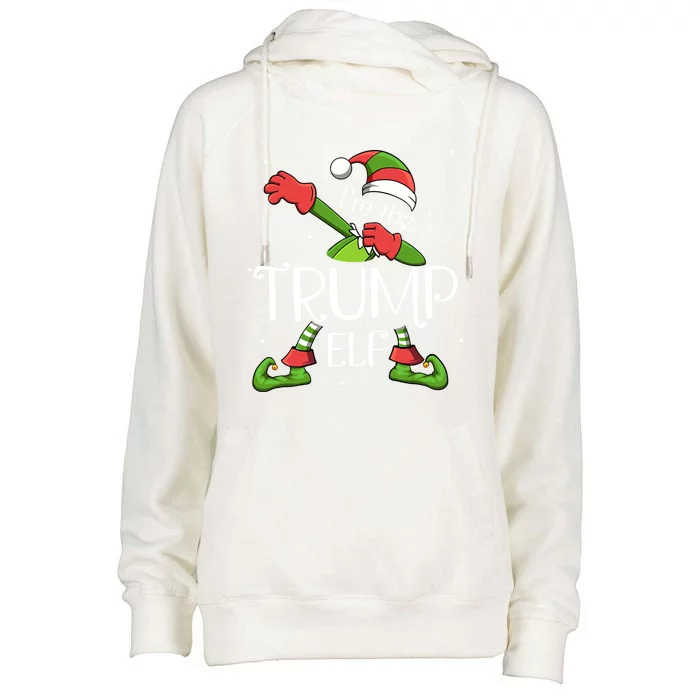 I'm The Trump Elf Dabbing Santa Claus Xmas Family Christmas Great Gift Womens Funnel Neck Pullover Hood