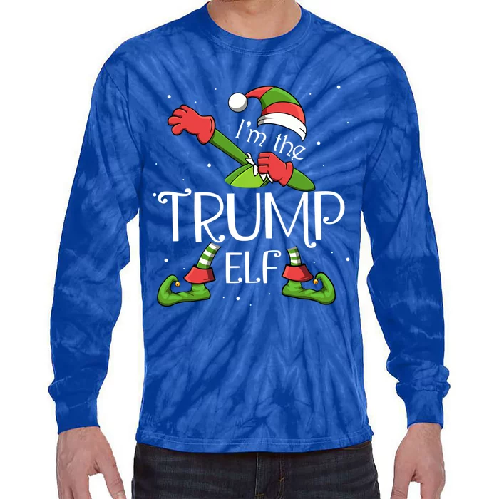 I'm The Trump Elf Dabbing Santa Claus Xmas Family Christmas Great Gift Tie-Dye Long Sleeve Shirt