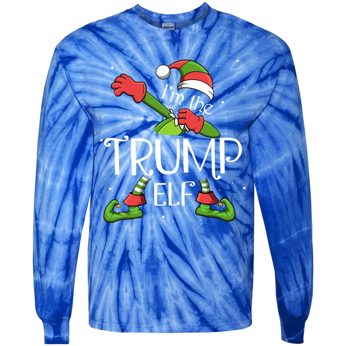 I'm The Trump Elf Dabbing Santa Claus Xmas Family Christmas Great Gift Tie-Dye Long Sleeve Shirt