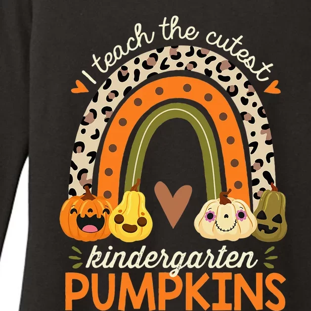 I Teach The Cutest Kindergarten Pumpkin Halloween Teacher Womens CVC Long Sleeve Shirt