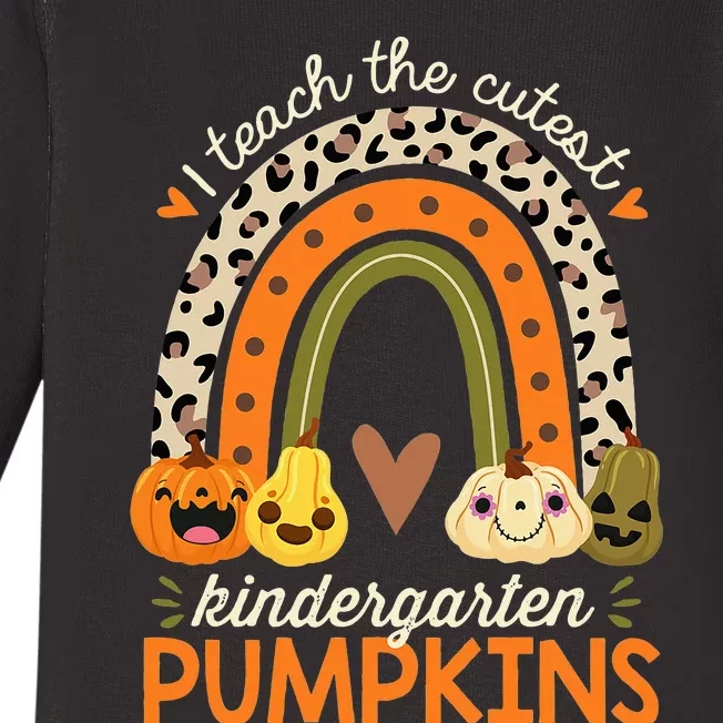 I Teach The Cutest Kindergarten Pumpkin Halloween Teacher Baby Long Sleeve Bodysuit