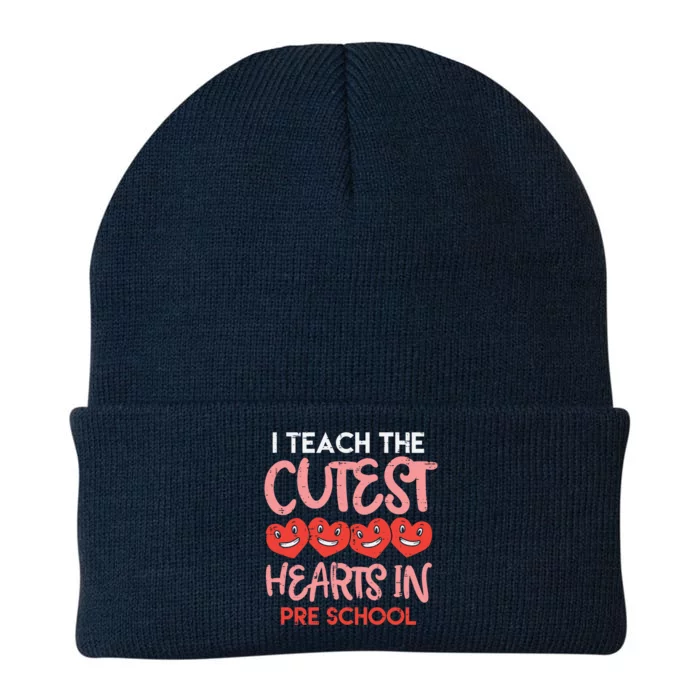 I Teach The Cutest Hearts Pre School Teacher Valentines Day Gift Knit Cap Winter Beanie