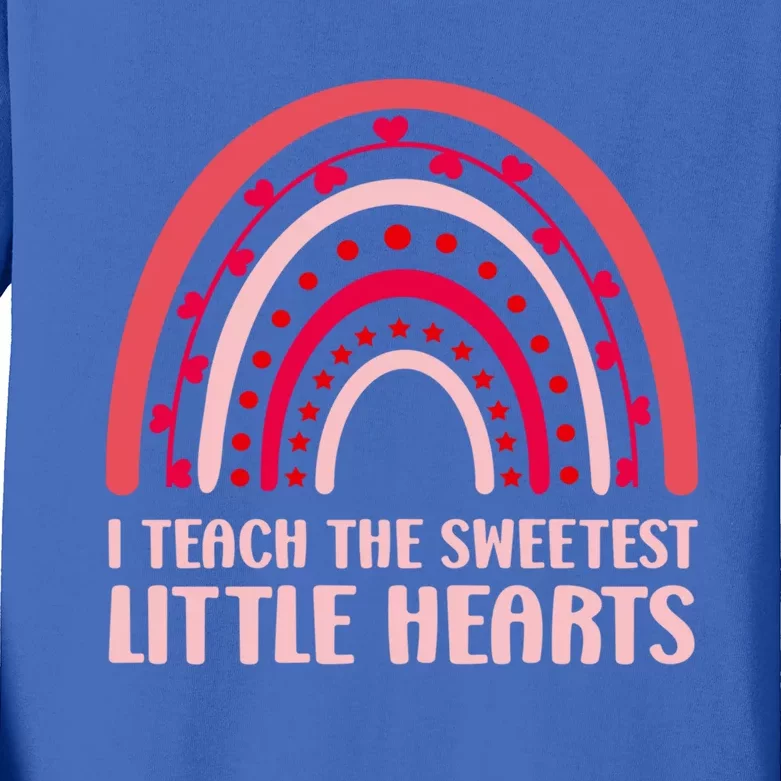 I Teach The Sweetest Hearts Rainbow Teacher Valentines Day Gift Kids Long Sleeve Shirt