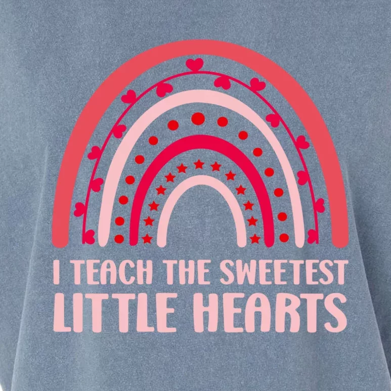 I Teach The Sweetest Hearts Rainbow Teacher Valentines Day Gift Garment-Dyed Women's Muscle Tee