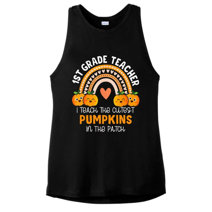 I Teach The Cutest Pumpkins In The Patch 1st Grade Teacher Ladies Tri-Blend Wicking Tank