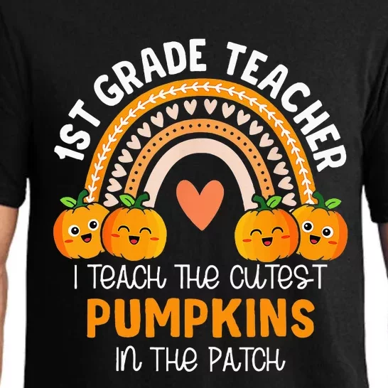 I Teach The Cutest Pumpkins In The Patch 1st Grade Teacher Pajama Set