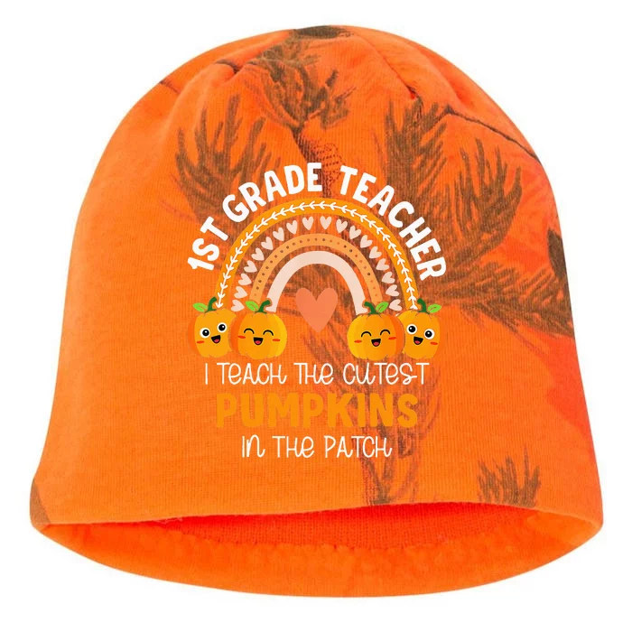 I Teach The Cutest Pumpkins In The Patch 1st Grade Teacher Kati - Camo Knit Beanie