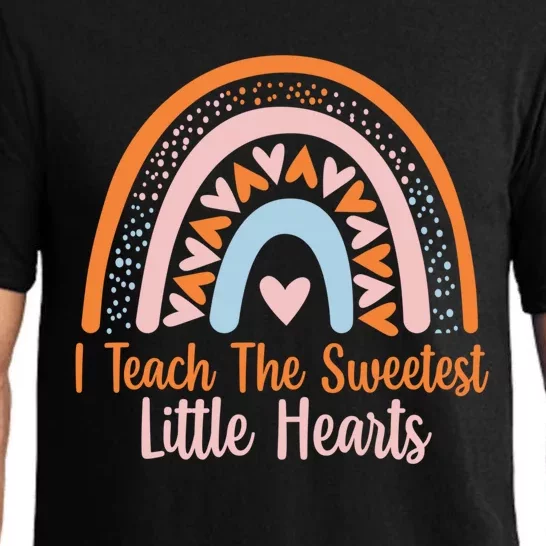 I Teach The Sweetest Hearts Rainbow Teacher Valentines Gift Pajama Set