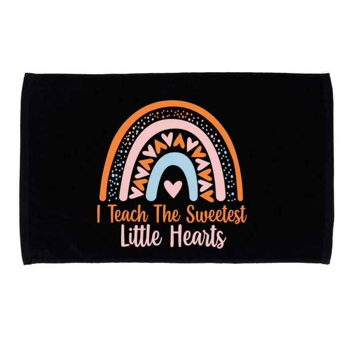 I Teach The Sweetest Hearts Rainbow Teacher Valentines Gift Microfiber Hand Towel