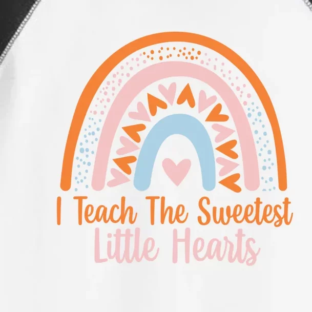 I Teach The Sweetest Hearts Rainbow Teacher Valentines Gift Toddler Fine Jersey T-Shirt