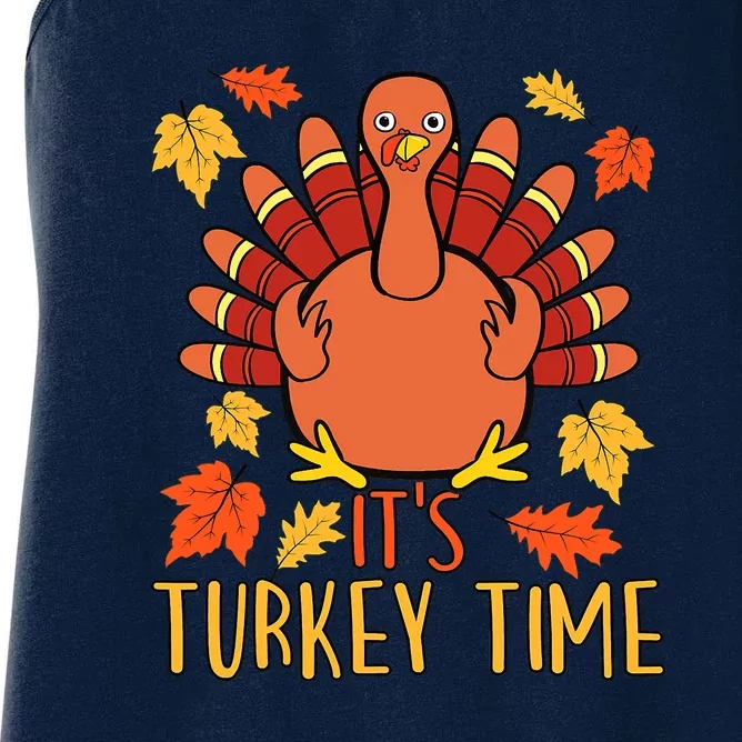 It's Turkey Time Thanksgiving For Women Falling Leaf Women's Racerback Tank