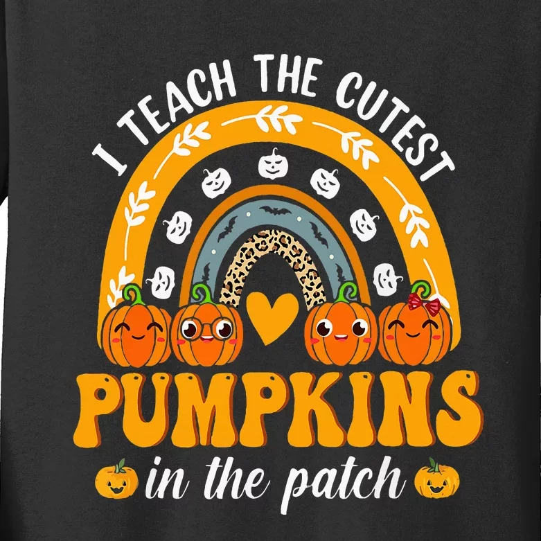 I Teach The Cutest Pumpkins In The Patch Teacher Halloween Kids Long Sleeve Shirt