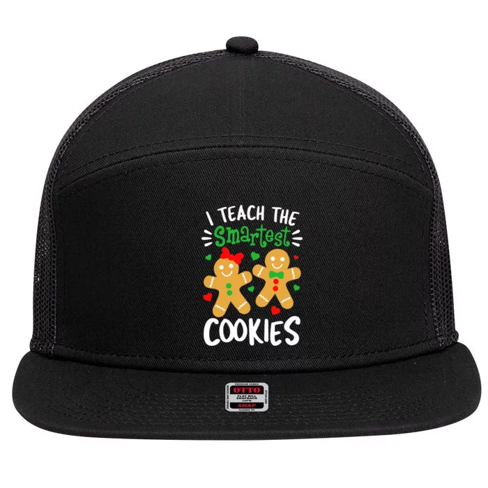 I Teach The Smartest Cookies Funny Teacher Xmas Gingerbread 7 Panel Mesh Trucker Snapback Hat