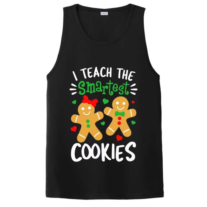 I Teach The Smartest Cookies Funny Teacher Xmas Gingerbread Performance Tank