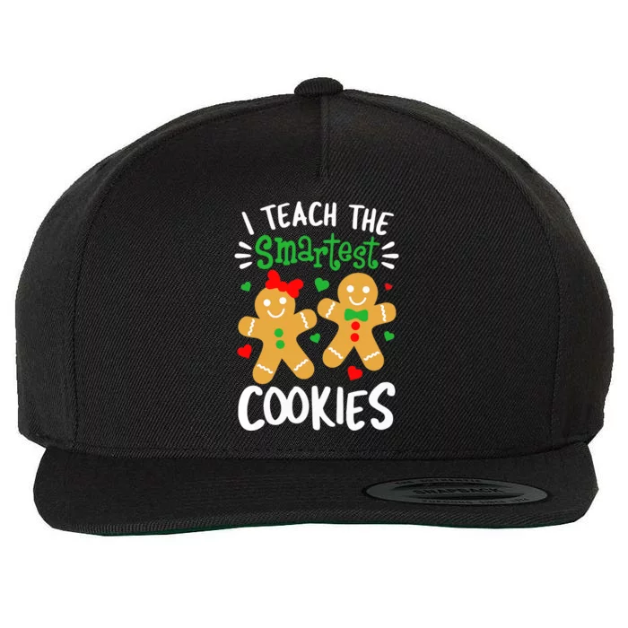 I Teach The Smartest Cookies Funny Teacher Xmas Gingerbread Wool Snapback Cap