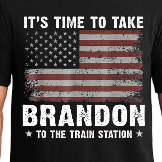 Its Time To Take Brandon To The Train Station America Flag Design Pajama Set