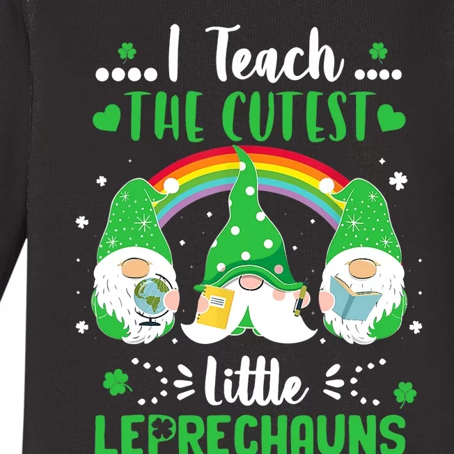 I Teach The Cutest Little Leprechauns Gnome St Patricks Day Baby Long Sleeve Bodysuit