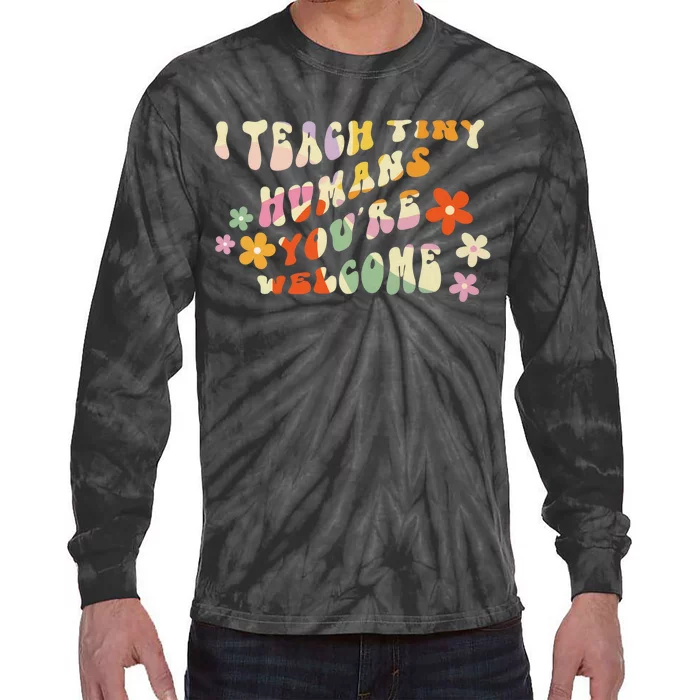 I Teach Tiny Humans Youre Welcome Funny Teacher Tie-Dye Long Sleeve Shirt