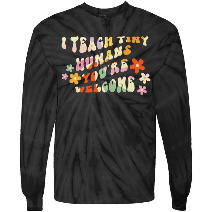 I Teach Tiny Humans Youre Welcome Funny Teacher Tie-Dye Long Sleeve Shirt