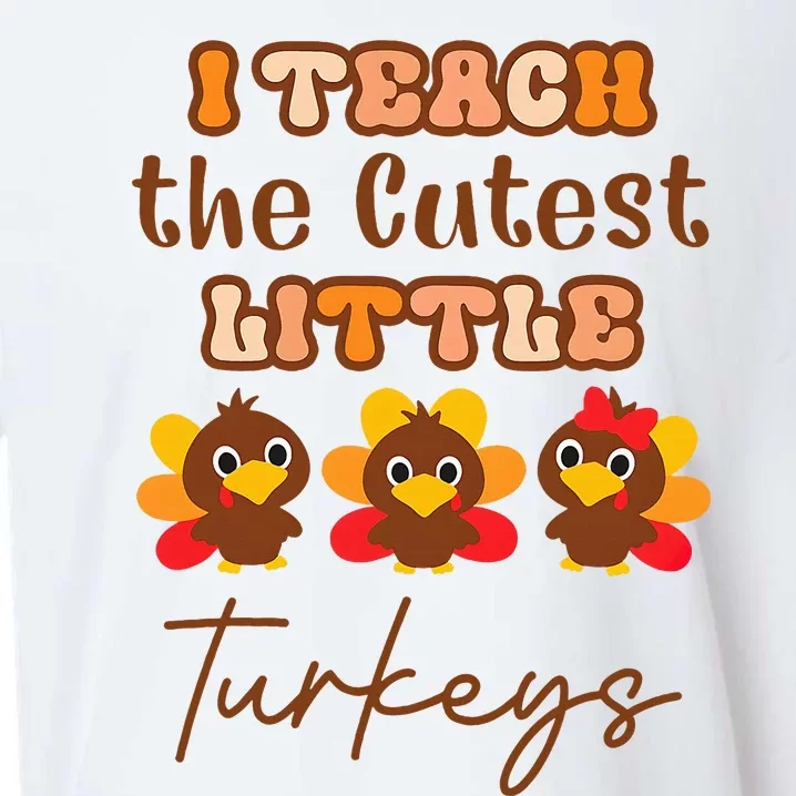 I Teach The Cutest Little Turkeys Teacher Thanksgiving Sueded Cloud Jersey T-Shirt