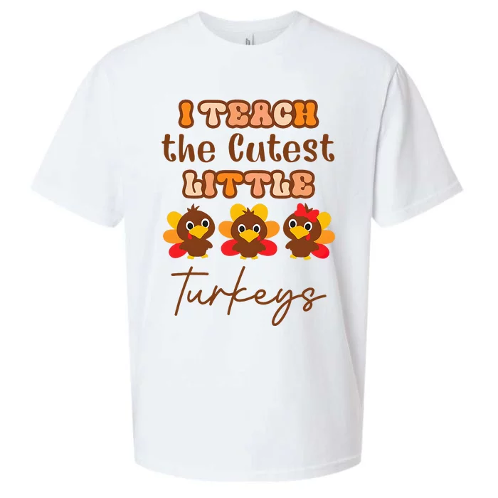 I Teach The Cutest Little Turkeys Teacher Thanksgiving Sueded Cloud Jersey T-Shirt