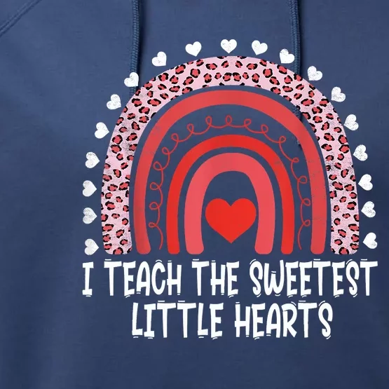 I Teach The Sweetest Little Hearts Rainbow Teacher Valentines Day Performance Fleece Hoodie