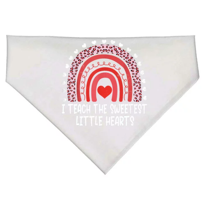 I Teach The Sweetest Little Hearts Rainbow Teacher Valentines Day USA-Made Doggie Bandana