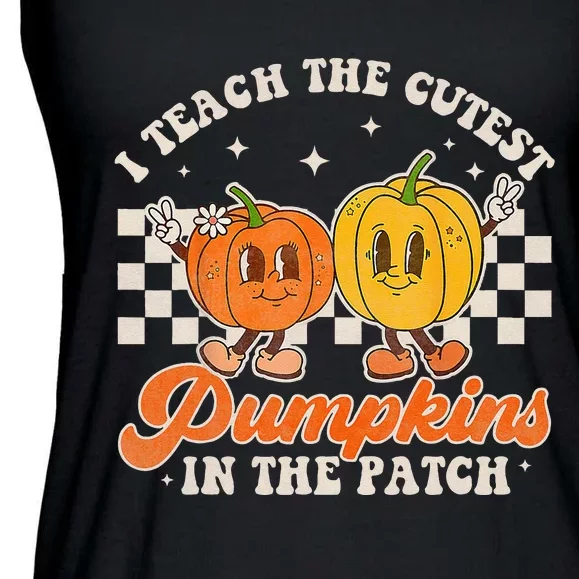 I Teach The Cutest Pumpkins In The Patch Retro Teacher Fall Ladies Essential Flowy Tank