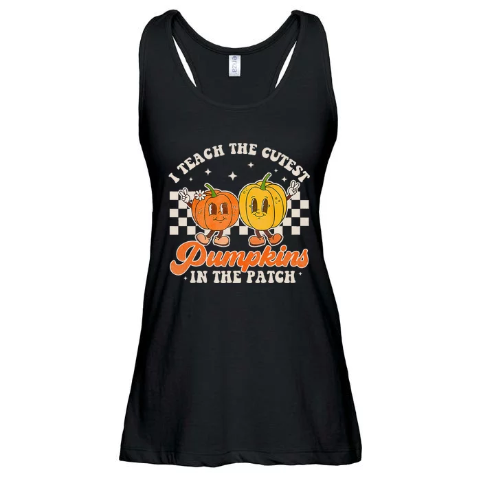 I Teach The Cutest Pumpkins In The Patch Retro Teacher Fall Ladies Essential Flowy Tank