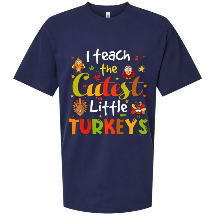 I Teach The Cutest Little Turkeys Pre K Teacher Thanksgiving Sueded Cloud Jersey T-Shirt