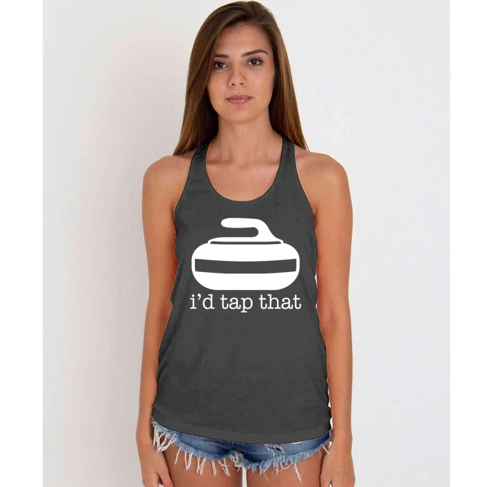 ID Tap That Funny Curling Sport Gift Women's Knotted Racerback Tank