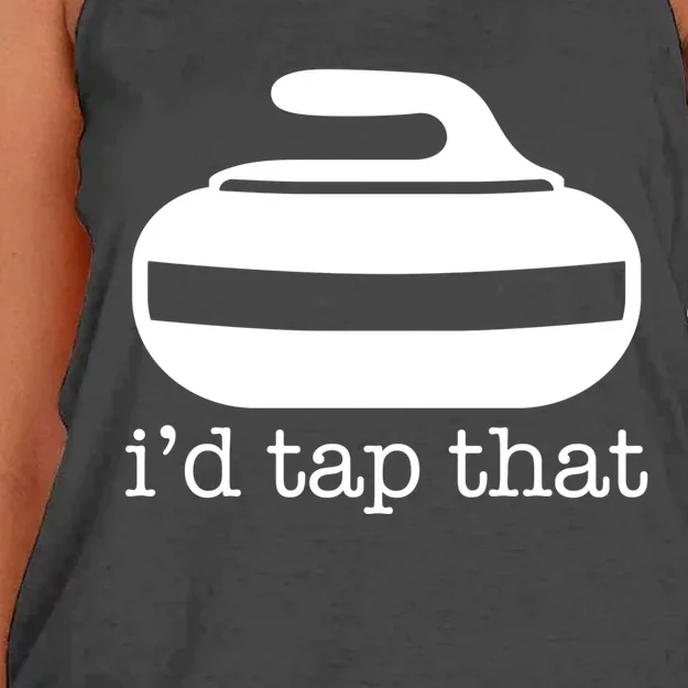 ID Tap That Funny Curling Sport Gift Women's Knotted Racerback Tank