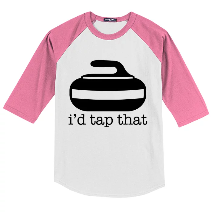 ID Tap That Funny Curling Sport Gift Kids Colorblock Raglan Jersey