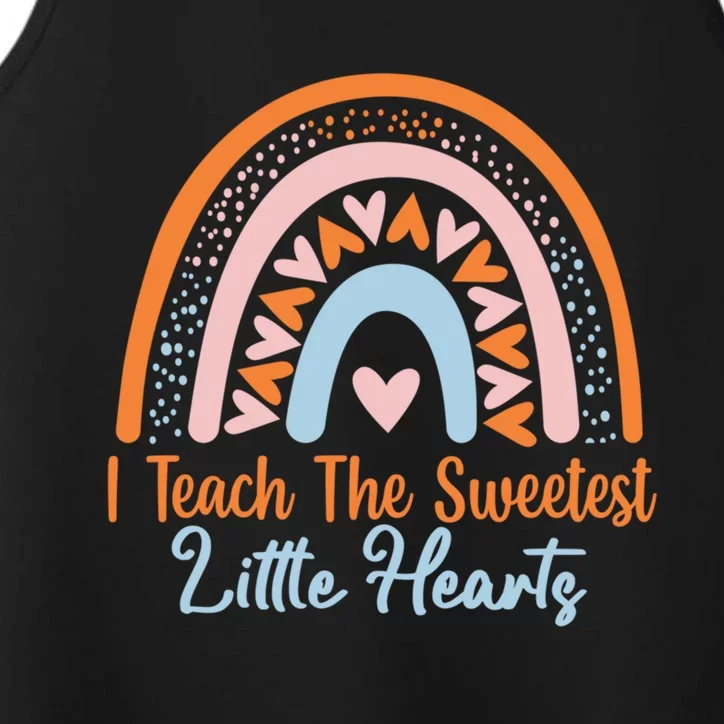 I Teach The Sweetest Hearts Rainbow Teacher Valentines Gift Performance Tank