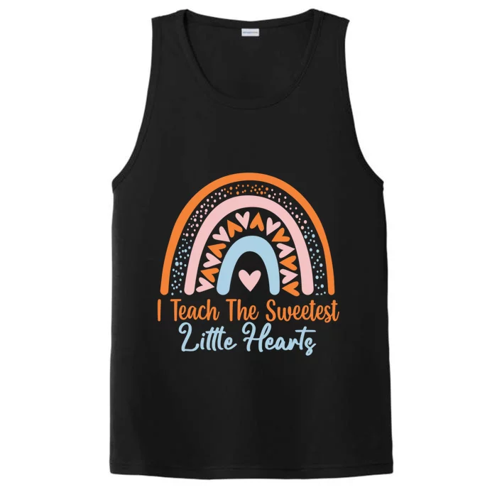 I Teach The Sweetest Hearts Rainbow Teacher Valentines Gift Performance Tank