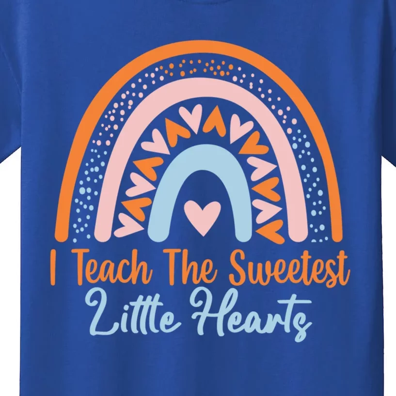 I Teach The Sweetest Hearts Rainbow Teacher Valentines Gift Kids T-Shirt