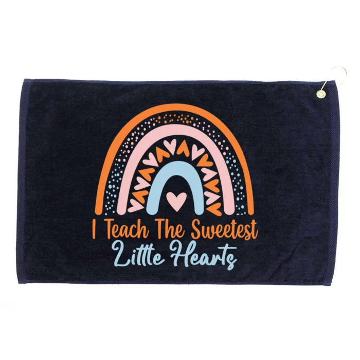 I Teach The Sweetest Hearts Rainbow Teacher Valentines Gift Grommeted Golf Towel