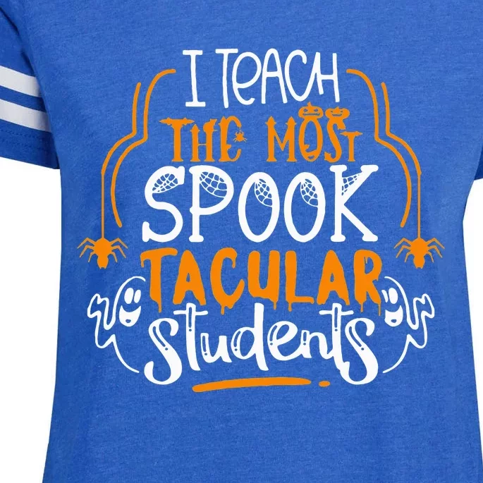 I Teach The Most Spooktacular Students Halloween Teacher Enza Ladies Jersey Football T-Shirt