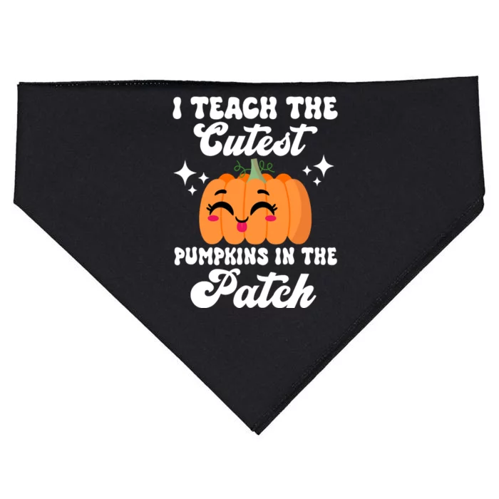 I Teach The Cutest Pumpkins In The Patch Teacher Gift USA-Made Doggie Bandana