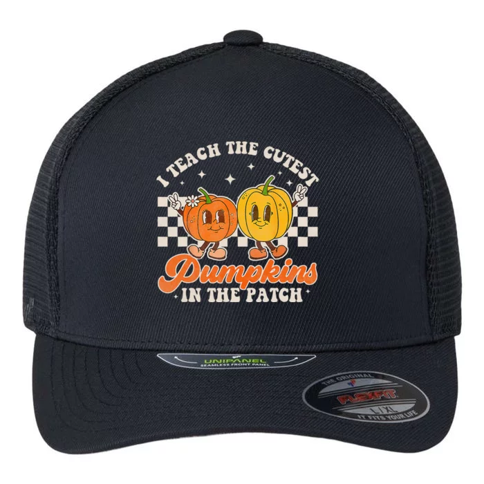 I Teach The Cutest Pumpkins In The Patch Retro Teacher Fall Flexfit Unipanel Trucker Cap