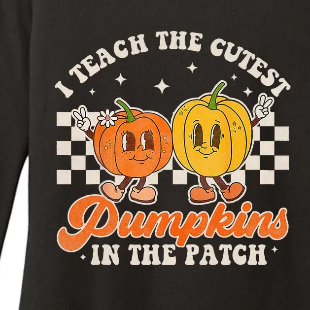 I Teach The Cutest Pumpkins In The Patch Retro Teacher Fall Womens CVC Long Sleeve Shirt