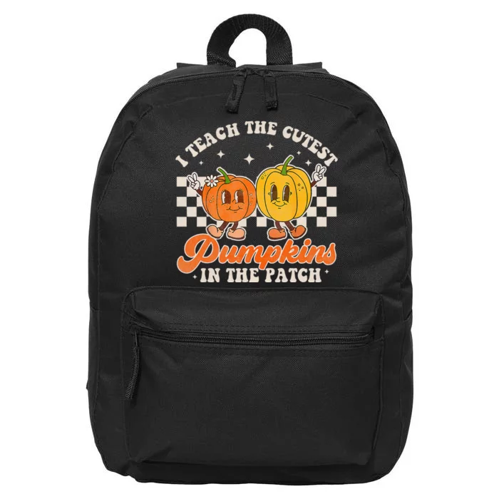 I Teach The Cutest Pumpkins In The Patch Retro Teacher Fall 16 in Basic Backpack