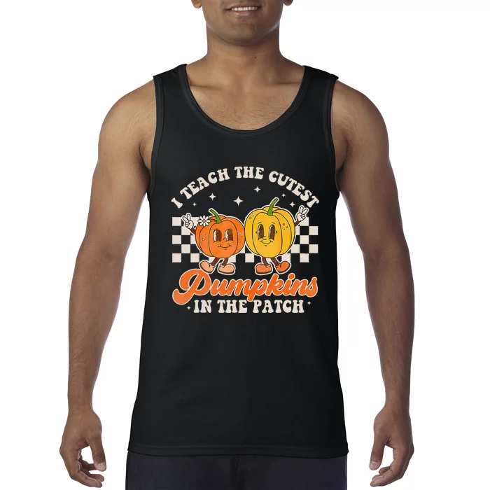 I Teach The Cutest Pumpkins In The Patch Retro Teacher Fall Tank Top