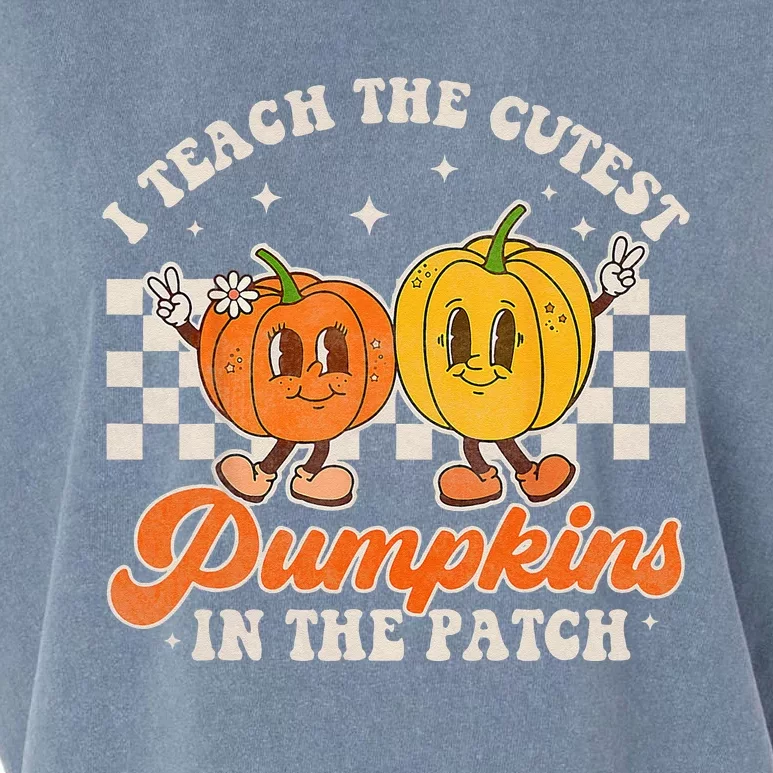 I Teach The Cutest Pumpkins In The Patch Retro Teacher Fall Garment-Dyed Women's Muscle Tee