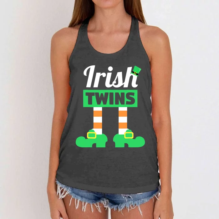 Irish Twins Tee Funny Matching St Patricks Day Twins Women's Knotted Racerback Tank