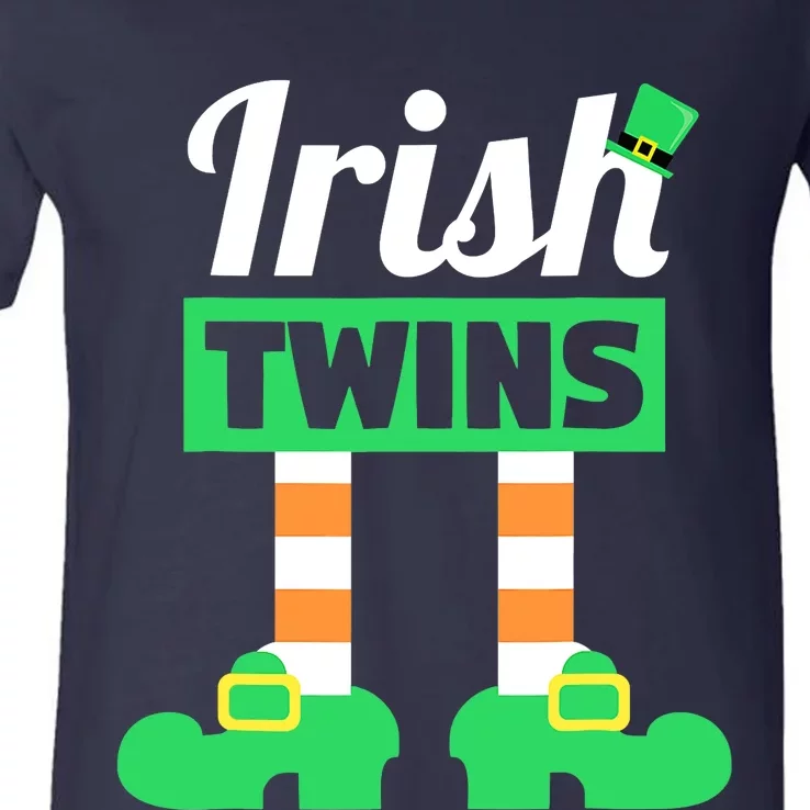 Irish Twins Tee Funny Matching St Patricks Day Twins V-Neck T-Shirt