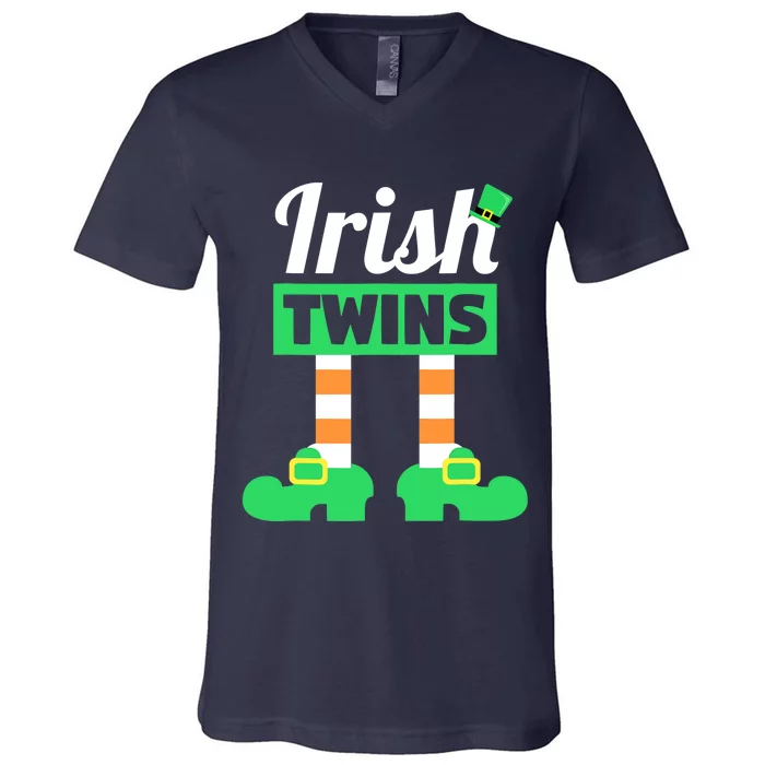 Irish Twins Tee Funny Matching St Patricks Day Twins V-Neck T-Shirt